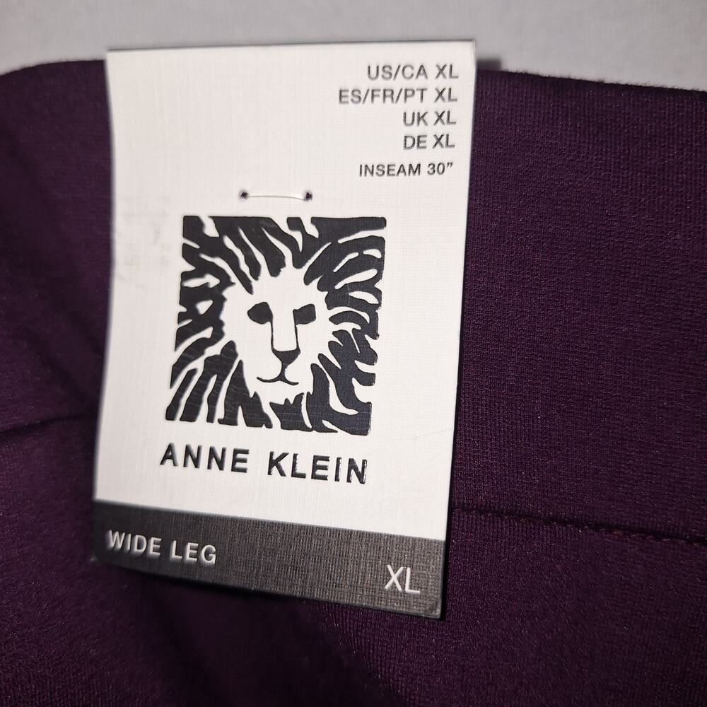 NWT Ann Klein Sz XL 16W Deep Plum Wide Leg Dress Pants Office Wear Comfy - Picture 7 of 9
